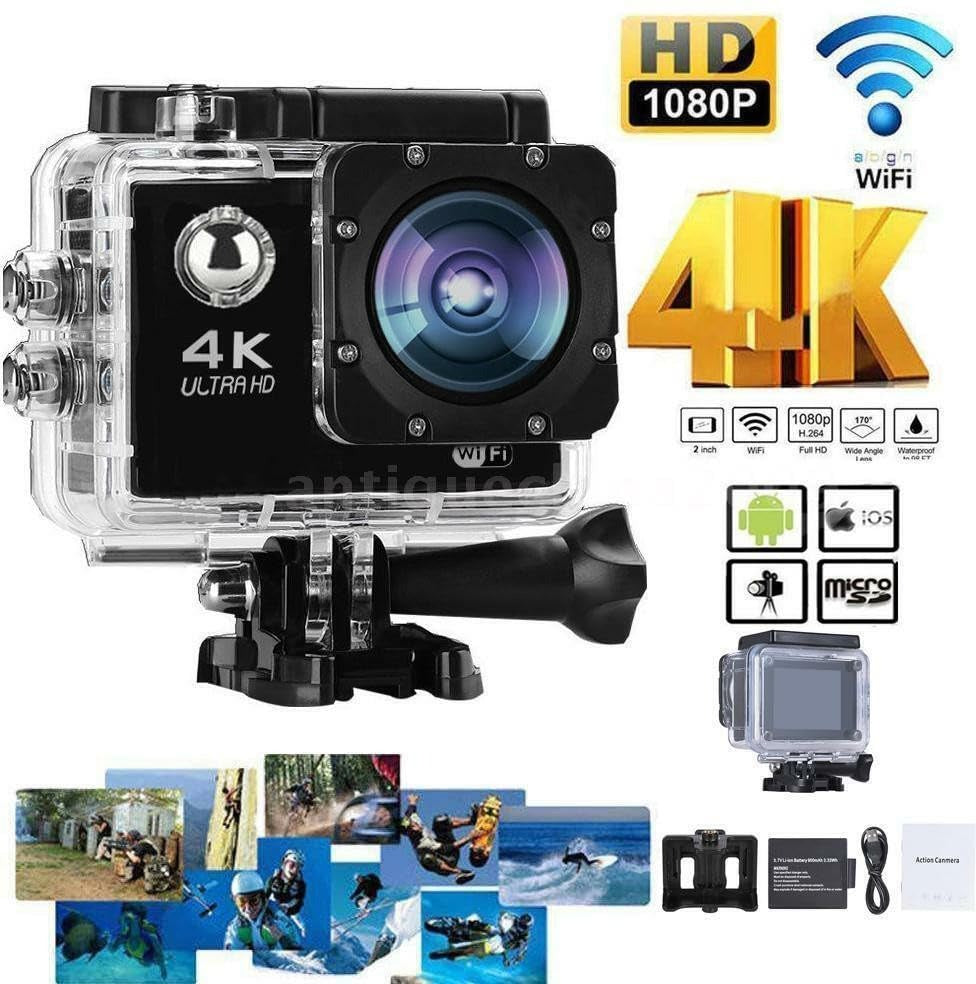 4K Ultra HD WiFi Action Camera – Waterproof Sports Camera with Wide-Angle Lens