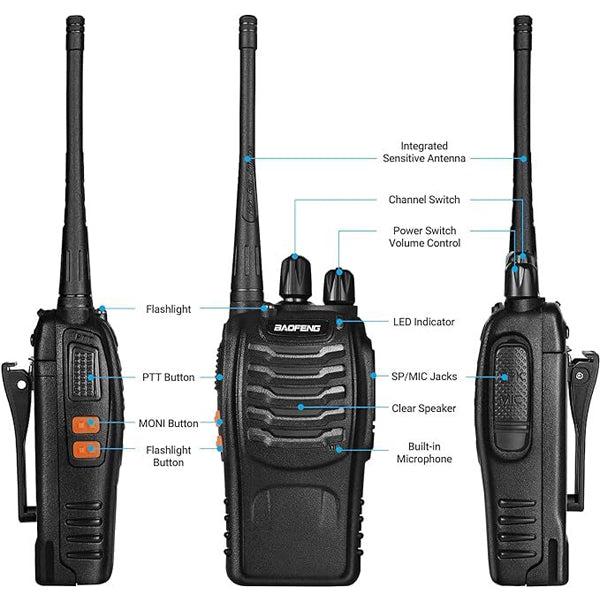 Walkie Talkies BF-888S Rechargeable Two-Way Radios – (Pair of 2 Pcs)