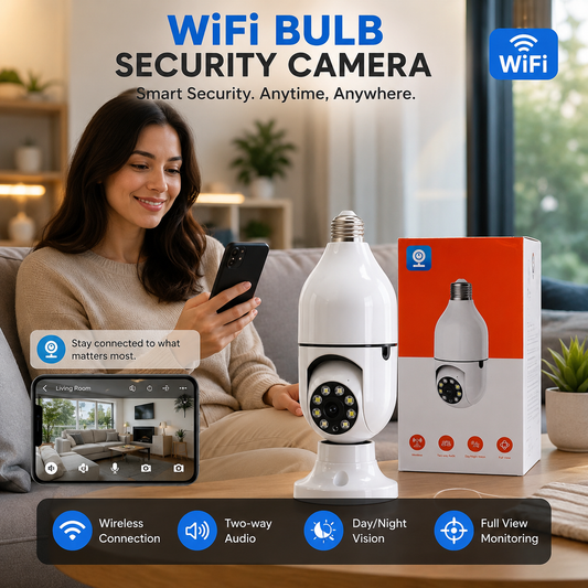 3MP WiFi Bulb Security Camera with Two-Way Audio