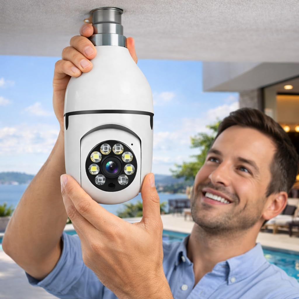 3MP WiFi Bulb Security Camera with Two-Way Audio