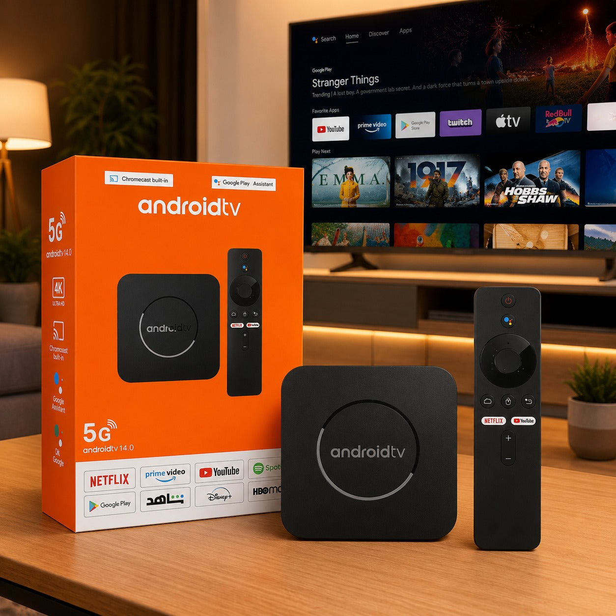 5G 4K Android TV Box with Voice Remote
