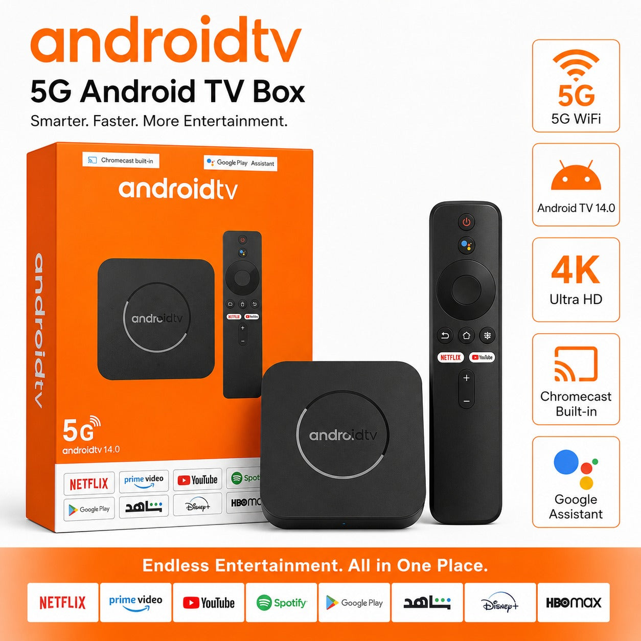 5G 4K Android TV Box with Voice Remote
