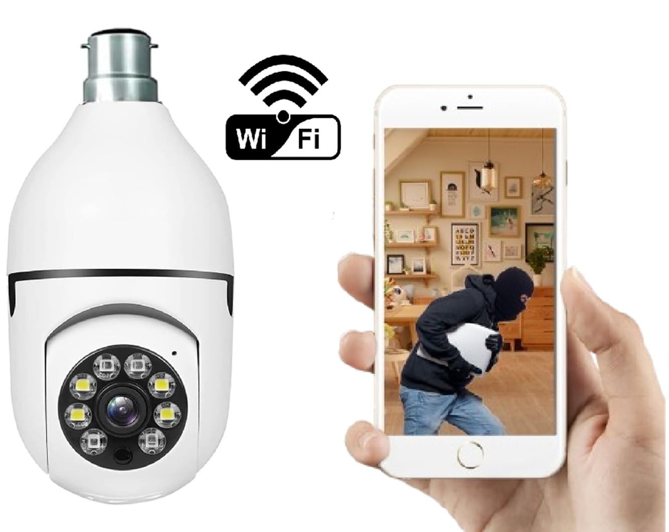 3MP WiFi Bulb Security Camera with Two-Way Audio