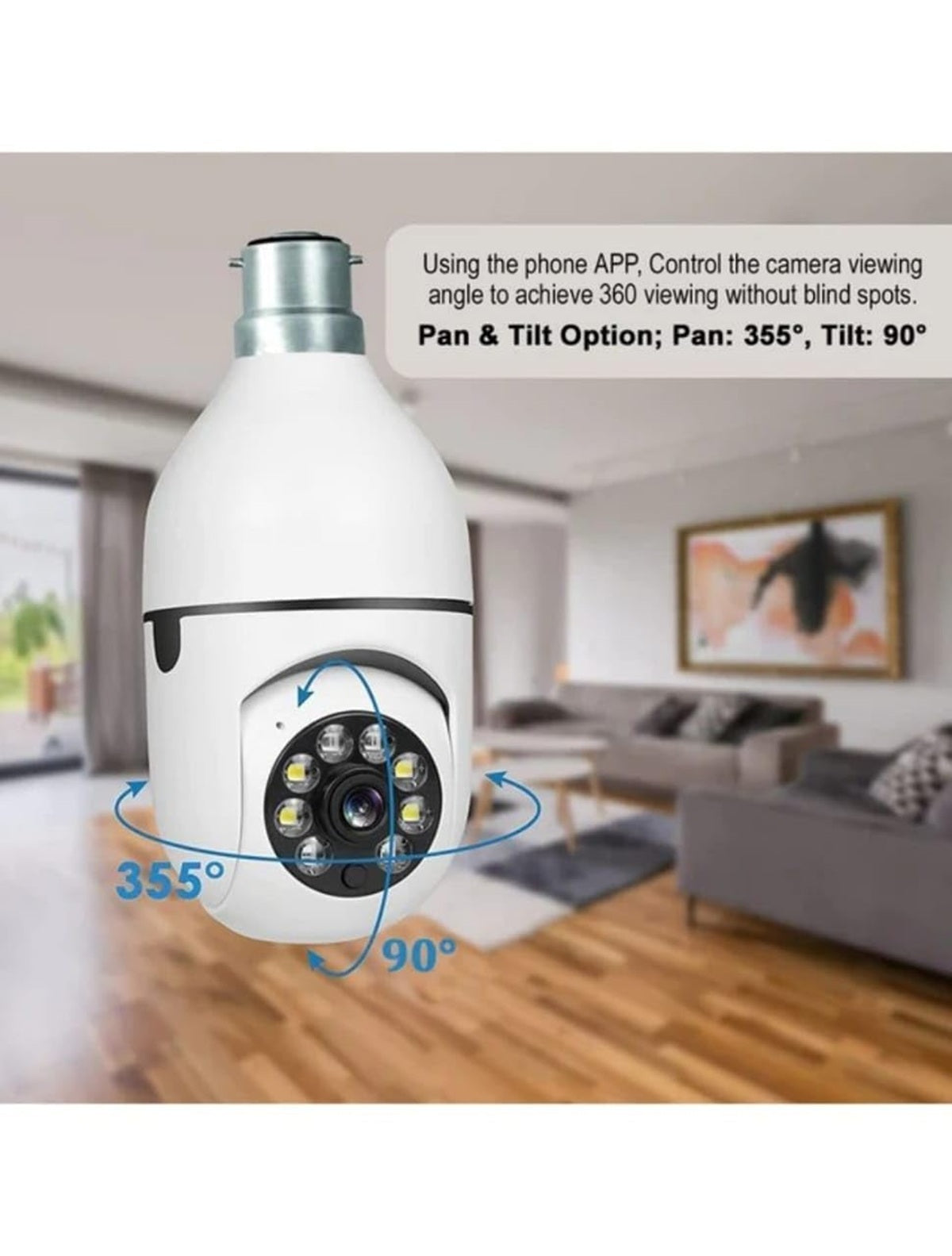3MP WiFi Bulb Security Camera with Two-Way Audio
