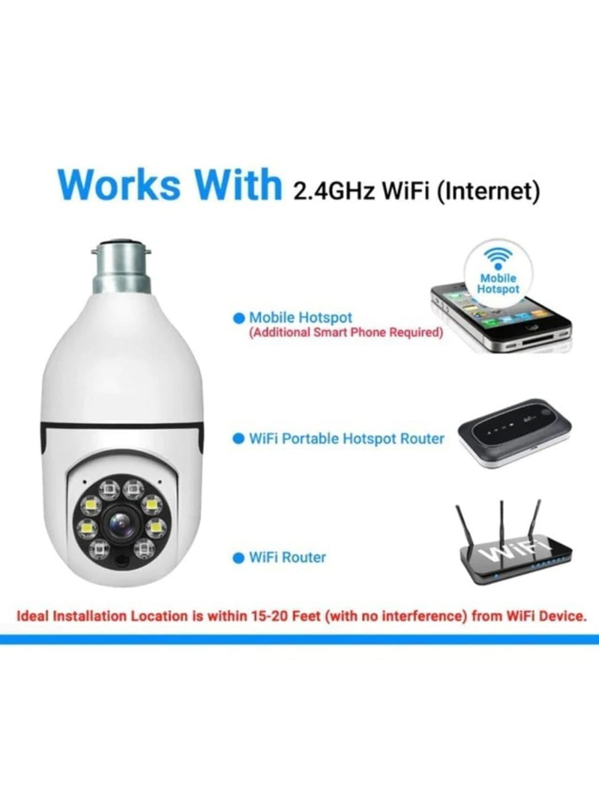 3MP WiFi Bulb Security Camera with Two-Way Audio